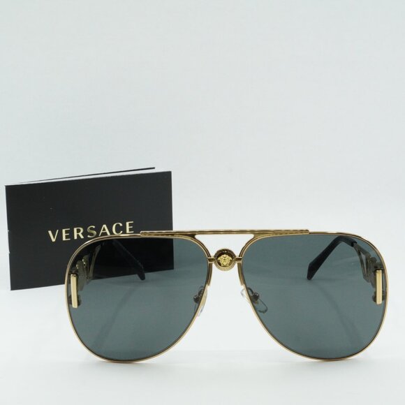 Versace VE2255 100287 Aviator Sunglasses – Gold/Dark Grey - Picture 3 of 11